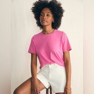 Faherty Sunwashed Crew Tee (pink) Cone Flower color sz M